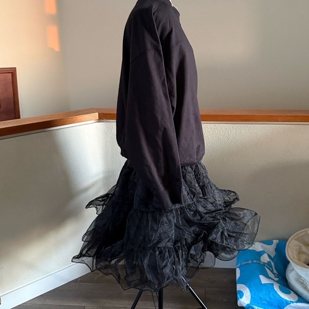 Funky tulle Black Ruffled layered Skirt one size fits most